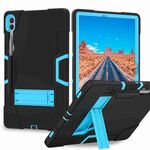 Per Samsung Galaxy Tab S9+ Custodia per tablet in silicone a colori a contrasto con supporto (nero + blu)