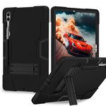 Custodia per tablet PC in silicone a colori contrastanti per Samsung Galaxy Tab S9+ con supporto (nero)