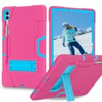 Custodia per tablet PC in silicone a colori a contrasto per Samsung Galaxy Tab S9+ con supporto (rosa rosso + blu)