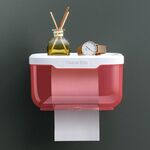 Scaffale per WC a parete con scatola per fazzoletti impermeabile trasparente per bagno senza punzonatura, dimensioni: grande (rosa)