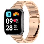 Per Redmi Watch 3 Lite / Watch 3 cinturino attivo in acciaio inossidabile con tre perline in metallo (oro rosa)