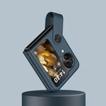 Per OPPO Find N3 Custodia con cinturino a strappo in pelle tinta unita (indaco)
