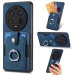 Per Xiaomi 13 Custodia per telefono a portafoglio multi-card con anello ultra retrò con sensazione di pelle (blu)