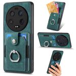 Per Xiaomi 13 Custodia per telefono a portafoglio multi-card con anello ultra retrò con sensazione di pelle (verde)