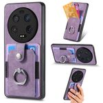 Per Xiaomi 13 Custodia per telefono a portafoglio multi-card con anello ultra retrò con sensazione di pelle (viola)