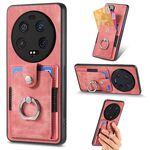 Per Xiaomi 13 Custodia per telefono a portafoglio multi-card con anello ultra retrò con sensazione di pelle (rosa)