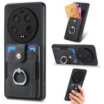 Per Xiaomi 13 Custodia per telefono a portafoglio multi-card con anello ultra retrò con sensazione di pelle (nera)