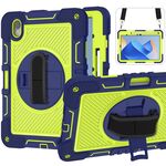 Custodia per tablet in silicone a contrasto per PC con rotazione a 360 gradi per Huawei MatePad 11 2023 (blu navy + giallo verde)