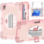 Custodia per tablet in silicone a contrasto per PC con rotazione a 360 gradi per Huawei MatePad 11 2023 (oro rosa)