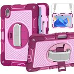 Custodia per tablet in silicone a contrasto per PC con rotazione a 360 gradi per Huawei MatePad 11 2023 (rosa rossa + rosa)
