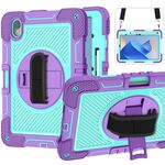 Per Huawei MatePad 11 2023 Custodia per tablet in silicone con rotazione a 360 gradi per PC (viola + verde menta)