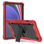 Per Samsung Galaxy Tab S9 Custodia tablet PC ibrida in silicone antiurto con supporto (nero + rosso)