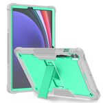 Per Samsung Galaxy Tab S9+ Custodia tablet PC ibrida in silicone antiurto con supporto (verde menta + grigio)