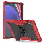 Per Samsung Galaxy Tab S9+ Custodia tablet PC ibrida in silicone antiurto con supporto (nero + rosso)