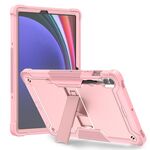 Custodia per tablet PC ibrida in silicone antiurto per Samsung Galaxy Tab S9+ con supporto (oro rosa)