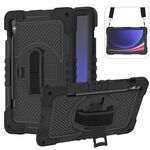 Custodia per tablet in silicone con contrasto per PC con rotazione a 360 gradi per Samsung Galaxy Tab S9 (nera)