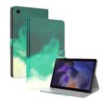 Custodia per tablet in pelle flip con motivo acquerello per Samsung Galaxy Tab А9 (verde ciano)