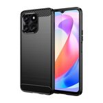 Custodia per telefono TPU in fibra di carbonio con texture spazzolata per Honor X6a (nera)