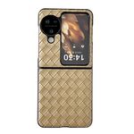 Per OPPO Find N3 Custodia per telefono antiurto con texture intrecciata Flip (Oro)
