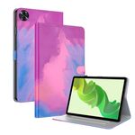 Custodia per tablet in pelle flip con motivo acquerello per Realme Pad 2 (rosso viola)