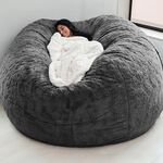 130x60 cm Rivestimento in Tessuto Divano Pigro Bean Bag Soggiorno Divano Semplice Rivestimento in Tessuto Tatami Senza Riempitivo (Grigio Scuro)