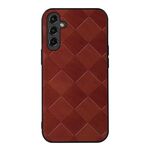 Per Samsung Galaxy A24 4G Weave Plaid Custodia per telefono in PU (marrone)