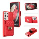 Custodia per telefono in pelle con slot per schede Samsung Galaxy S21 Ultra 5G (rosso)