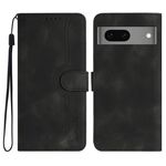 Per Google Pixel 7 5G Custodia per cellulare in pelle con motivo a cuore (nero)