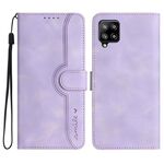 Custodia in pelle per Samsung Galaxy A22 4G con motivo a cuore (viola)