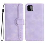 Custodia in pelle per Samsung Galaxy A22 5G con motivo a cuore (viola)