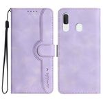 Custodia in pelle per Samsung Galaxy A40 con motivo a cuore (viola)