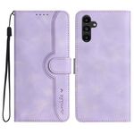 Custodia in pelle per Samsung Galaxy A54 5G con motivo a cuore (viola)