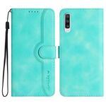 Custodia in pelle per Samsung Galaxy A70 con motivo a cuore (azzurro)