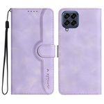 Custodia in pelle per Samsung Galaxy M33 5G Global Heart Pattern Skin Feel (viola)