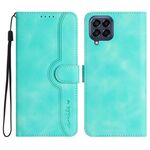 Custodia in pelle per Samsung Galaxy M53 5G con motivo a cuore (azzurro)