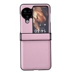 Per OPPO Find N3 Flip Set da tre pezzi Morandi Custodia per telefono con texture in pelle tinta unita (rosa)