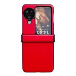 Per OPPO Find N3 Flip Set da tre pezzi Morandi Custodia per telefono con texture in pelle tinta unita (Rosso)