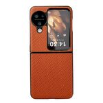 Per la custodia del telefono OPPO Find N3 Flip Weave Texture per PC (marrone)