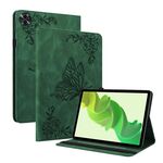 Custodia per tablet in pelle goffrata con fiori di farfalla per Realme Pad 2 (verde)