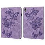 Custodia per tablet in pelle con chiusura orizzontale con motivo a farfalla in rilievo per Samsung Galaxy Tab S9 (viola)