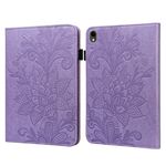 Custodia per tablet in PU con motivo floreale in rilievo per Samsung Galaxy Tab S9 (viola)