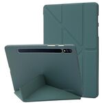Per Samsung Galaxy Tab S9+ Custodia tablet in pelle siliconica con deformazione (verde scuro)