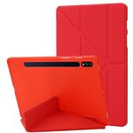 Per Samsung Galaxy Tab S9+ Custodia tablet in pelle siliconica con deformazione (rossa)