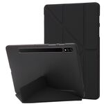 Per Samsung Galaxy Tab S9+ Custodia per tablet in pelle siliconica con deformazione (nera)