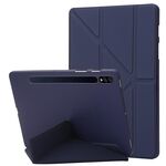 Per Samsung Galaxy Tab S9+ Custodia tablet in pelle siliconica con deformazione (blu scuro)