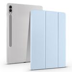 Per Samsung Galaxy Tab S9+ Custodia per tablet in smart pelle TPU trasparente 3 pieghevole con slot per penna (blu ghiaccio)