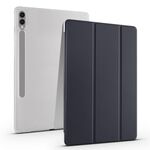 Per Samsung Galaxy Tab S9+ Custodia tablet in pelle TPU trasparente pieghevole a 3 pieghe con slot per penna (nero)