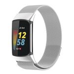Per cinturino per orologio Fitbit Charge 6 Milan con maglia metallica in acciaio magnetico (argento)