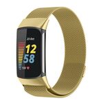 Per cinturino per orologio Fitbit Charge 6 Milan con maglia metallica in acciaio magnetico (oro)