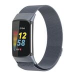 Per cinturino per orologio Fitbit Charge 6 Milan in metallo magnetico con maglia in acciaio (grigio)